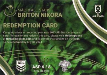 2023 NRL Traders Elite - All Stars Jersey Patch Redemptions #ASP6 Briton Nikora Back